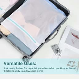Wasnetjes met ritssluiting - Wit - 40 x 50 cm - Grote waszak van ademend materiaal - Voor wasgoed — thumbnail 2