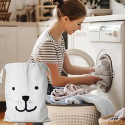 SnelShoppen - Pack van 2 katoenen waszakken met praktische trekkoord, ideaal voor reizen of het opbergen van vuile was, wasmachinebestendig en herbrui — thumbnail 2