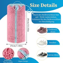 SnelShoppen - Schoenwaszak voor Wasmachine, Herbruikbare Waszak voor Sneakers, Tennis schoenen, Zipper, Polyester Nylon, 2 Kleuren Combinaties (Roze + — thumbnail 3