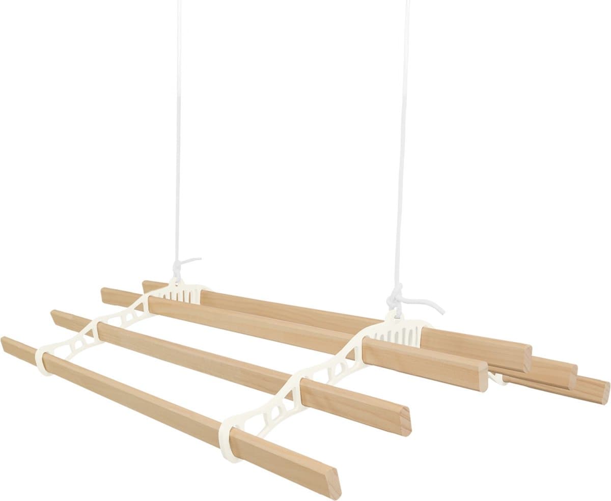 Kledingrek Plafond Katrol - Ivoor– 1.4m 6-lat plafond wasrek — afbeelding 1