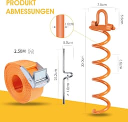 Grondanker voor trampoline, tuinhuisje en schommels | Verstelbare montagebasis met extra riemen | Duurzaam en eenvoudig te installeren — thumbnail 5
