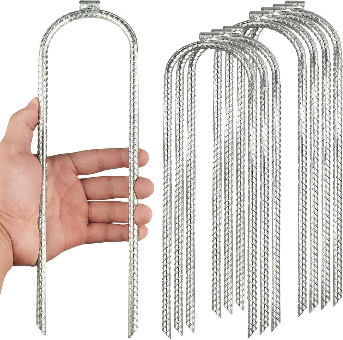 30 cm vloeranker U-vormige spijkers grondpalen-tentharingen-trampoline haringen-tuinharingen-wapeningsstaaf-anker-campingtent (8) — afbeelding 1