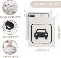 Allecto Plus - Canvas waszakken - Set van 2 stuks - Opvouwbaar - Reiswaszak - 60 x 50 cm — thumbnail 1