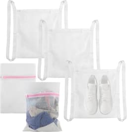 Allecto Plus - Set van 2 herbruikbare schoenendroogzakken en 3 waszakken - Honingraatnetwaszak voor fijne was - Met ritssluiting en riem - Voor wasmachine, schoenen en kleding — thumbnail 1