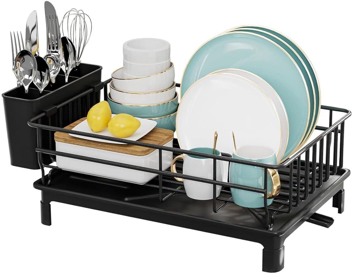 Compact droogrek - omgekeerde afvoer, keukenorganizer - zwart — afbeelding 1