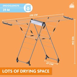RFWR® Uitklapbaar Droogrek met 29 Meter Drooglengte - Compact en Mobiel - Ideaal voor Wasgoed en Kledinghangers — thumbnail 2