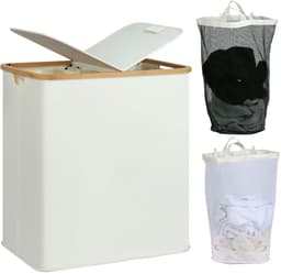 Dubbele Wasmand - 140 Liter - Bamboe - 2 Secties — thumbnail 1