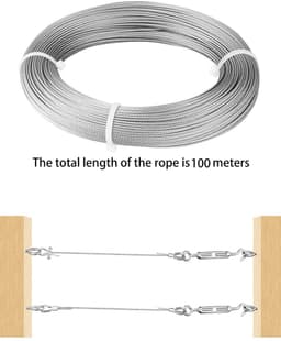 100m 304 Stainless Steel Wire Cable Aircraft Cable with Aluminum Shrink Loop 7x7 Strands Core for Photo Lighting Guide Hanging Clothing Line Fishing — thumbnail 2