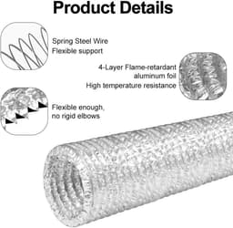 Aluminiumfolieslang 3m PVC 4-laagse buis, 150mm diameter, flexibel, slangklemmen en tape, drogers, afvoerventilatoren, afzuigkappen — thumbnail 5