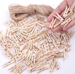 Mini Houten Knijpers met Jute Touw voor Foto's en Decoratie — thumbnail 1