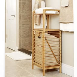 BEGRYF Badkamerkast met Wasmand - Bamboe - Vrijstaand - 95,5 cm Hoog - 2 Planken - 35L - Naturel — thumbnail 3