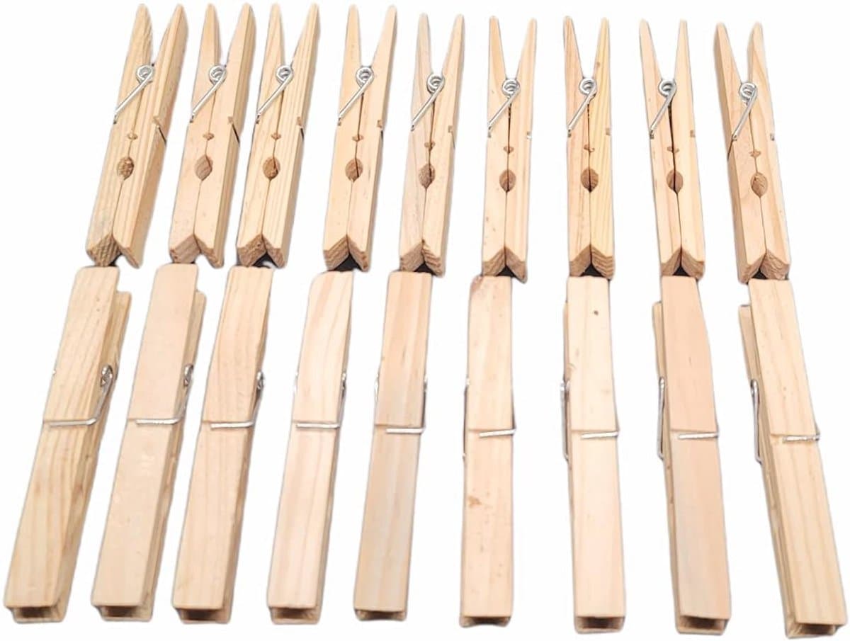 Grote 18-delige houten wasknijpers voor kleding en ambachten - 9,5 cm lange veerclips — afbeelding 1
