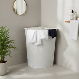 Wasmand opvouwbaar - 80 liter - met waszak - hoekmodel - wit — thumbnail 3