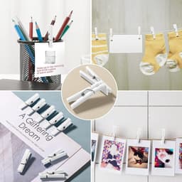 Mini Wasknijpers - Kleine Spelden - Feest decoratie - Lichtgewicht kunststof - 60 stuks - Wit — thumbnail 3