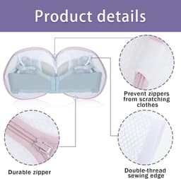 Set van 2 stuks - BH-waszak - Waszak van mesh - Waszak - Anti-vervorming - Mesh-materiaal - Met rits - Blauw, roze - 14×16cm - Geschikt voor het wassen van dameskleding — thumbnail 4