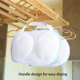 2 stuks waszakken voor bh's - Hoogwaardige, opvouwbare waszak met ritssluiting - Waszak van mesh voor ondergoed - Waszak voor de wasmachine - 30*21*5 cm - Voor thuisgebruik, voor het wassen en beschermen van ondergoed en bh's - Grijs-wit, blauw-wit — thumbnail 2