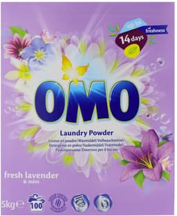 1 x Omo - Waspoeder - Lavendel & Mint - 5 kg - 100 Wasbeurten- Omo Waspoeder Lavendel & Mint - Waspoeder - Wasmiddel - Reinigingskracht - Geur Lavendel — thumbnail 2