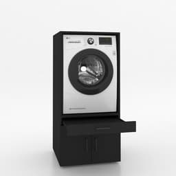 Wasmachinekast Enkel 67x145x67cm | Ruimtebesparend & Super Stevig | Met Uitschuiflade | Voor Wasmachine of Droger | Zwart Eiken — thumbnail 1