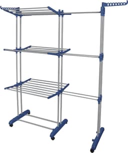 PIPIPOXER-Uitschuifbare Droogtoren-Droogrek – Inklapbaar Wasrek – Uitgerust met Wieltjes-Blauw — thumbnail 1