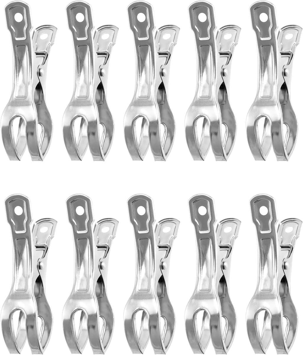 Allecta - 10-pack roestvrijstalen handdoekclips - Windbestendige grote veerclips - Strandlaken - Badhanddoek - Lakens - Dikke kleding - 11 cm — afbeelding 1