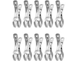 Allecta - 10-pack roestvrijstalen handdoekclips - Windbestendige grote veerclips - Strandlaken - Badhanddoek - Lakens - Dikke kleding - 11 cm