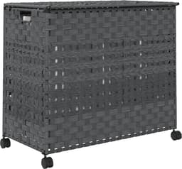 vidaXL - Wasmand - op - wielen - 66x35x60 - cm - rattan - grijs — thumbnail 5