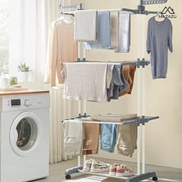 MIRA Home - Wasrek - Droogrek - Staand droogrek inklapbaar - Droogtoren met wieltjes - ‎50x76x172 — thumbnail 5