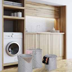 wasmand gevlochten - set van 3 - opbergmanden - 3 groottes - met hengels - wit-grijs — thumbnail 5