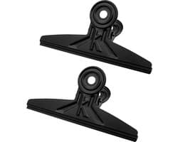 Extra Grote Bulldog Clips Zwart, 2 PCS 20cm RVS Huge XL Bull Paper Clip Clamps (7 7/8 inch)