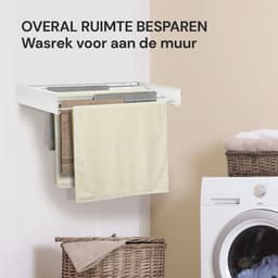 Vitapur Wanddroogrek - Droogrek inklapbaar - Droogrekken - Wasrek hangend - Wasdroogrek - Droogrek inklapbaar - 80 x 40 cm - 4 meter drooglengte - Wit — thumbnail 3