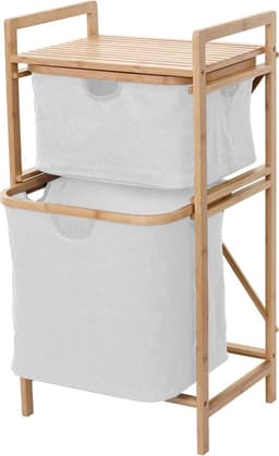 Cosmo Casa Wasmand - Plank wasmand wasrek badkamerrek opslag - Bamboe 84x44x34cm 72l - Crème - Wit — thumbnail 3