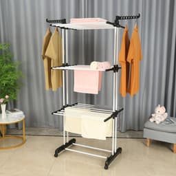 MaatShopXL | Herzberg Home & Living Herzberg Hg-8034Bw: Verhuisbaar Wasrek - Zwart Kunststof Met Witte Buizen — thumbnail 3