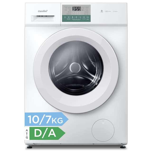 Comfee' vrijstaande 2-in-1 was-droogcombinatie, 10 kg/7 kg belading, 60 cm, stoomfunctie, BLDC-motor, autodroog, Woolmark, touchpaneel, wit - CFP03ED100W-HR (energieklasse A)