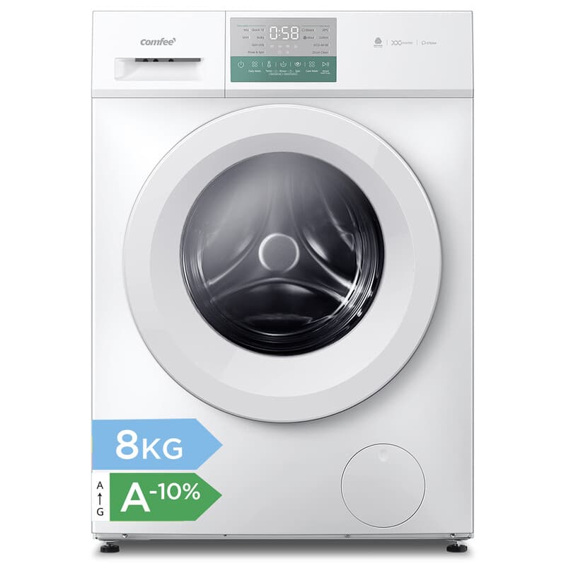 Comfee by Midea vrijstaande wasmachine, 8 kg, A-10% klasse, stoomverzorging, BLDC-motor, Woolmark-gecertificeerd, touchpaneel, wit - CFP03EW80W-HR, energieklasse A — afbeelding 1