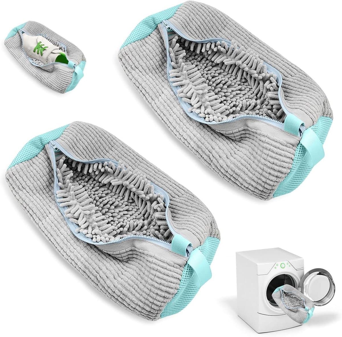Schoen Wasmachine Tas - Schoen Schoonmaak - Schoenen Wassen - Beschermt Machine - 2 Stuks - Grijs — afbeelding 1