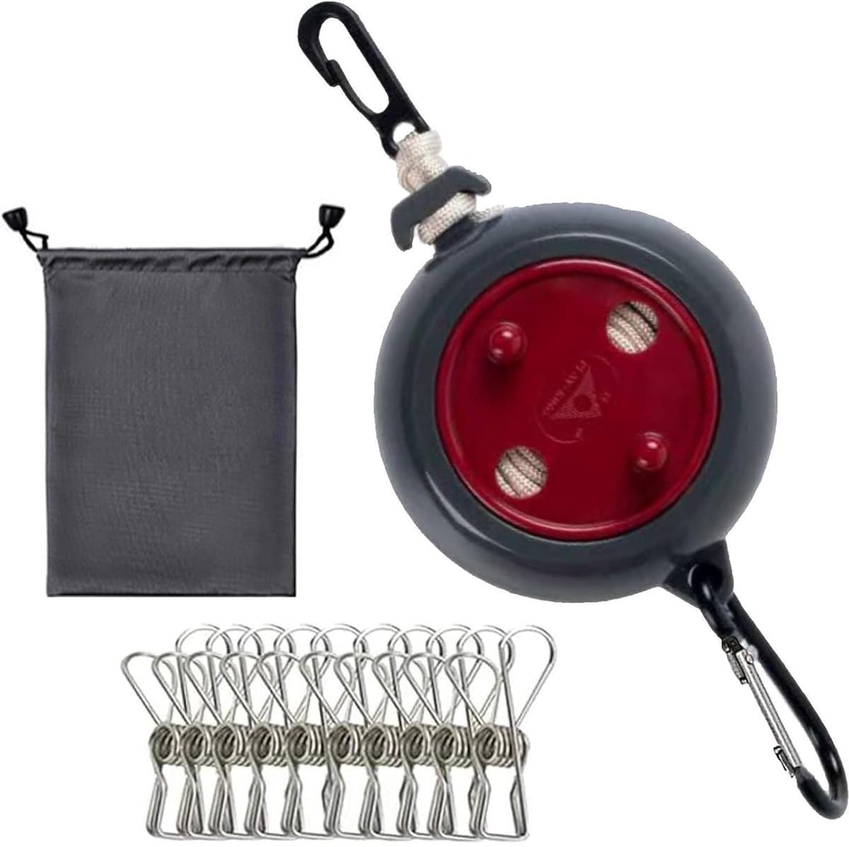 Verstelbare 32FT Reiswaslijn voor Camping en Thuis, Inclusief 20 Winddichte Wasknijpers en 10 Extra Accessoires voor Binnen en Buiten Gebruik — afbeelding 1
