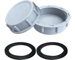 Set van 2 plastic einddoppen met interne schroefdraad en lekvrije afsluiting voor afvoerbuizen in wasmachines, keukens en badkamers (45 mm)