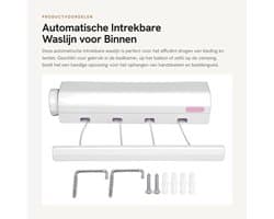 Dailygoods- Waslijn Automatisch Intrekbaar - Wanddroogrek - Waslijn Uittrekbaar Buiten - Waslijn Camping - Ruimtebesparend - Belastbaar tot 8kg - Wasdroger