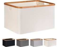 Opvouwbare wasmand – 45x30x22 cm, bamboevezel, badkamer/slaapkamer (beige)