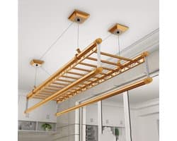Plafond Droger - Kledinglift Droogrek - Ruimte Besparen - 4 Stangen Ontwerp - 150 cm Lengte - Aluminiumkleur