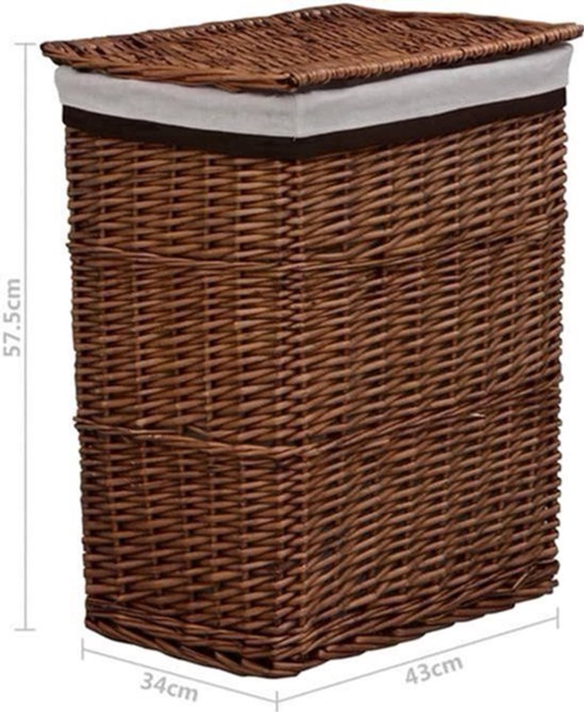 Wasmand – Wasbox – Wassorteerder – Opbergmand – Waszak – Handgevlochten Wilgentakken – Ruime Inhoud 43x34x57,5 cm — afbeelding 1