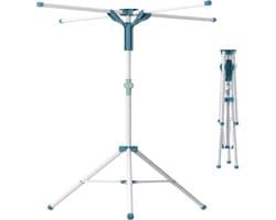Droogrek inklapbaar - verstelbaar - 80-200 cm - voor kledinghangers - wit-blauw
