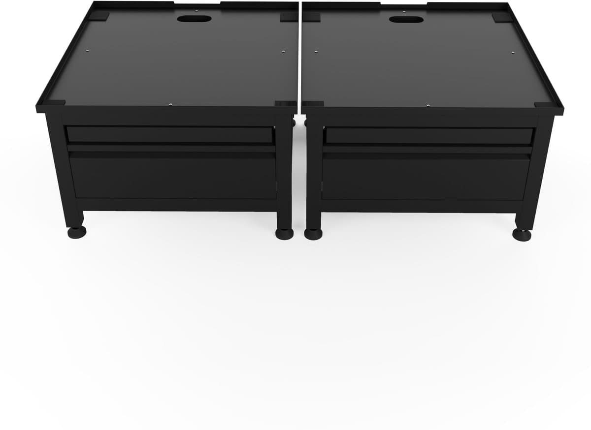 Wasophoogte® Wasmachine verhoger met lade en plateau - Dubbele wasmachine opbouwmeubel - Wasmachine sokkel - 42cm hoog - Zwart - Universeel - 65*60,5 (LxB) - Inclusief wandbeugels — afbeelding 1