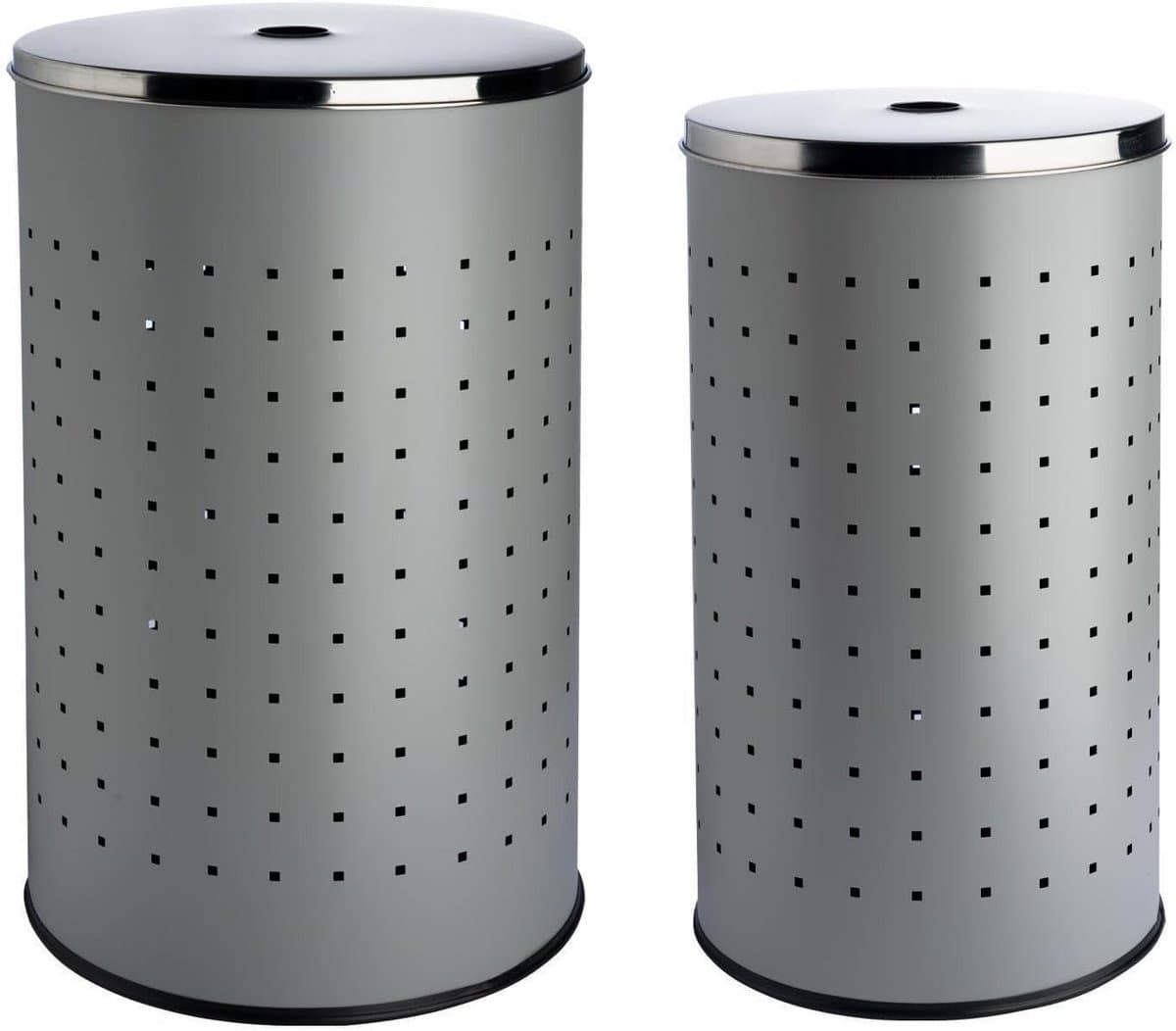 Set van 2 Wasmanden met Deksel en Luchtgaten - RVS - 37L en 54L — afbeelding 1
