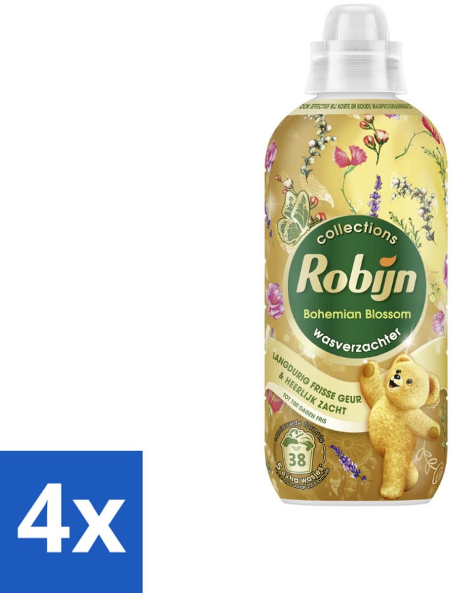 4 x Robijn – Wasverzachter – Bohemian Blossom – 765 ml - Wasverzachter - Bloemige Geur - Wasverzachter Fles - Kleding Verzorgen - Vezels Beschermen — afbeelding 1