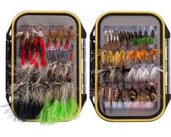 Vliegvissen Vliegen Set Vliegen Assortiment Forel Bass Vissen met Fly Box met Droge/Natte Vliegen, Nimfen, Streamers, Popper