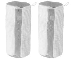 Dailygoods - 2 stuks schoenenwasmachinezakken voor droger en wasmachine, zachte vezels, 360° reiniging, herbruikbare waszak voor sneakers en tennisschoenen (wit)