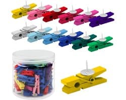 Allecto - Houten Multigekleurde Pin Knijpers - Decoratieve Kledingpin - 70 Stuks