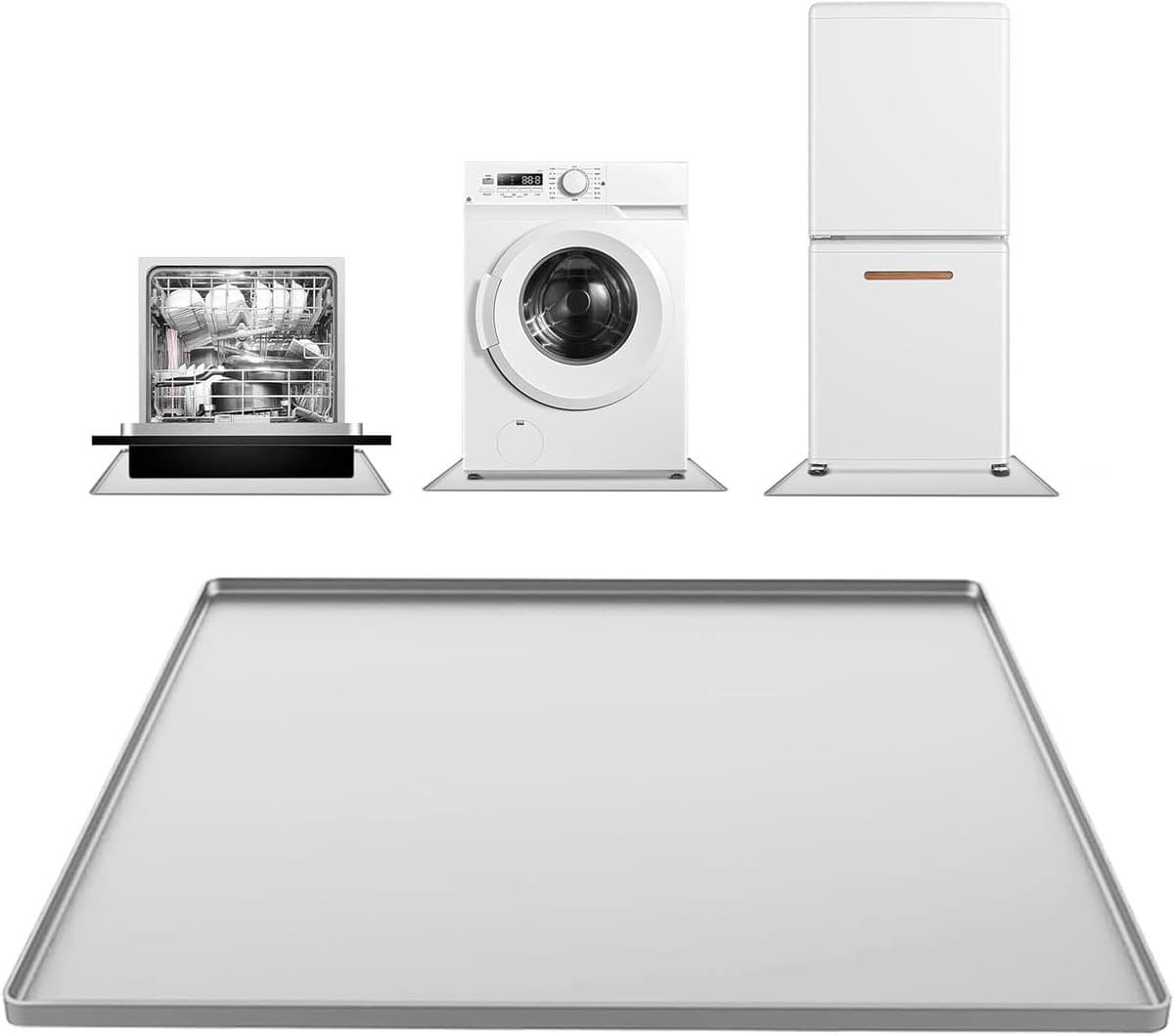 Wasmachine Opvangbak - Lekbak RVS - Water Overlast Voorkomen - Roestvrij Staal - 70x70x5cm - Zilver — afbeelding 1
