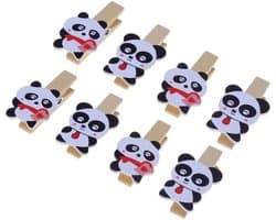 Houten Wasknijpers - Kleine Clips - Foto's Ophangen - Met Decoratieve Patronen - 8 Stuks - Gekleurd